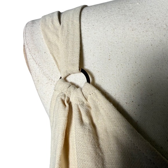 NWT LOST WANDER On Holiday Top 2X Cream Linen Blend V Neck D Ring Strap - Picture 3 of 8